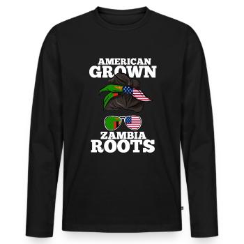 Zambia - Men's Premium Organic Long Sleeve Shirt - black - Front - Nico (187cm)