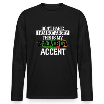 Zambia - Men's Premium Organic Long Sleeve Shirt - black - Front - Nico (187cm)