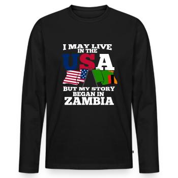 Zambia - Men's Premium Organic Long Sleeve Shirt - black - Front - Nico (187cm)