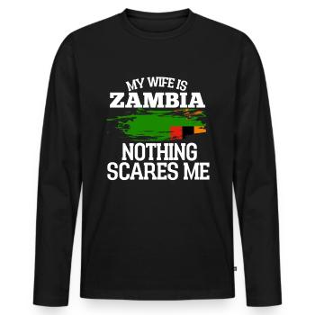Zambia - Men's Premium Organic Long Sleeve Shirt - black - Front - Nico (187cm)