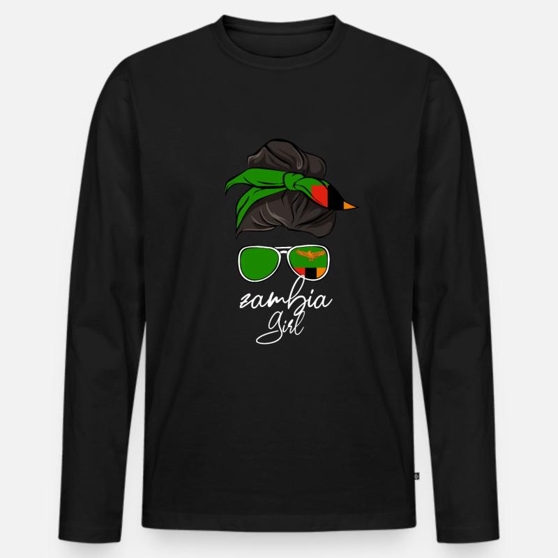 Sambia - Männer Premium Bio Langarmshirt - Schwarz