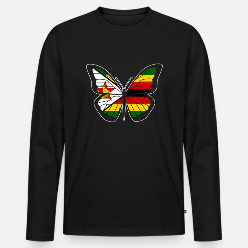 Simbabwe - Männer Premium Bio Langarmshirt - Schwarz