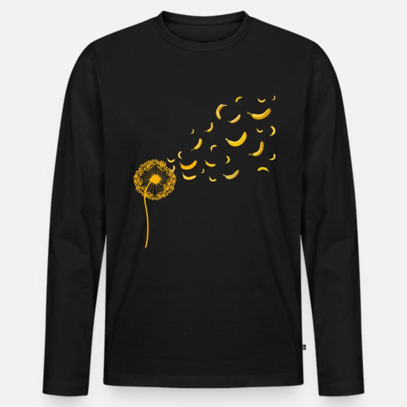 Frucht Obst Geschenk Pusteblume Banane - Männer Premium Bio Langarmshirt - Schwarz
