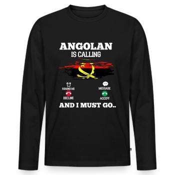 Angola - Men's Premium Organic Long Sleeve Shirt - black - Front - Nico (187cm)