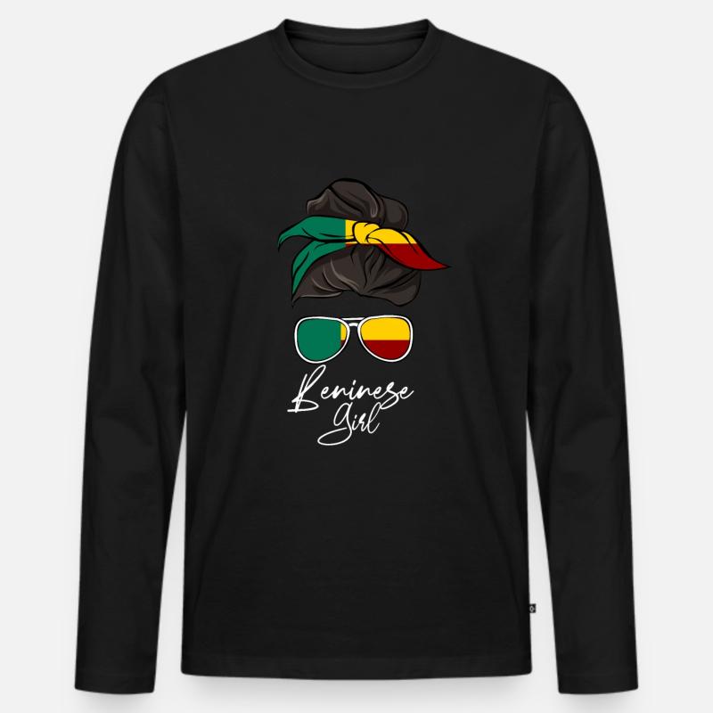 Benin - Männer Premium Bio Langarmshirt - Schwarz