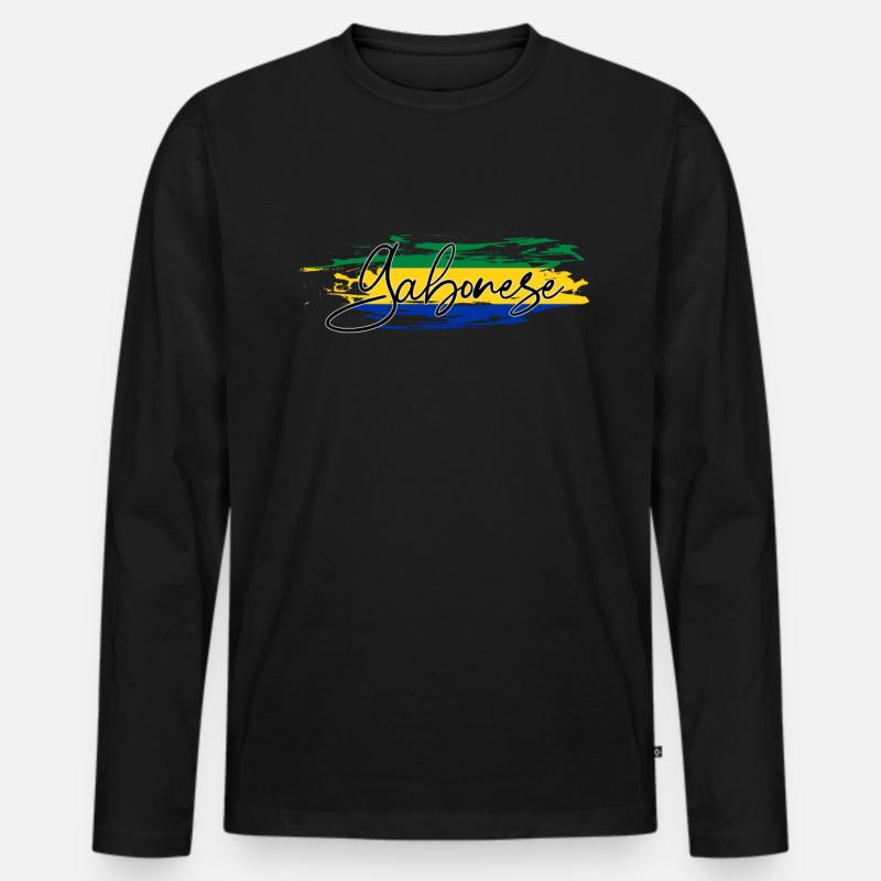 Gabon - Männer Premium Bio Langarmshirt - Schwarz