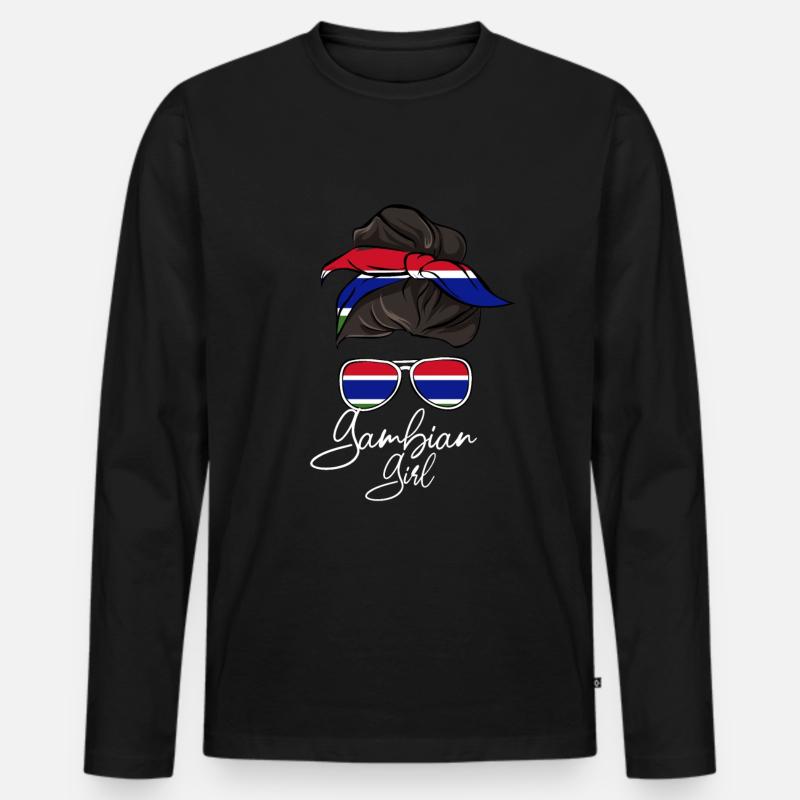 Gambia - Männer Premium Bio Langarmshirt - Schwarz