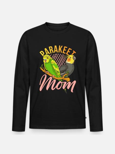 Amante degli uccelli Mamma Festa della mamma Regalo Parrocchetto - Maglia a manica lunga ecologica premium da uomo - nero
