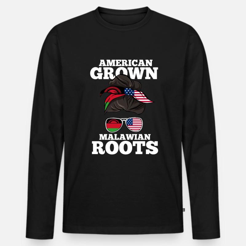 Malawi - Männer Premium Bio Langarmshirt - Schwarz