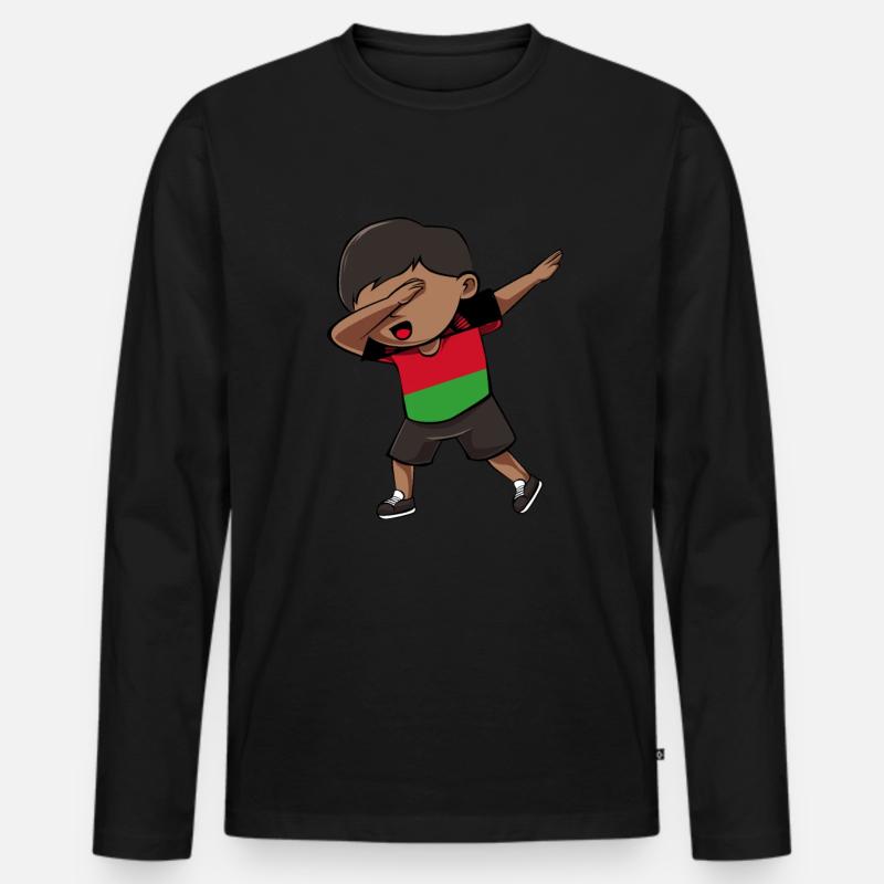 Malawi - Männer Premium Bio Langarmshirt - Schwarz