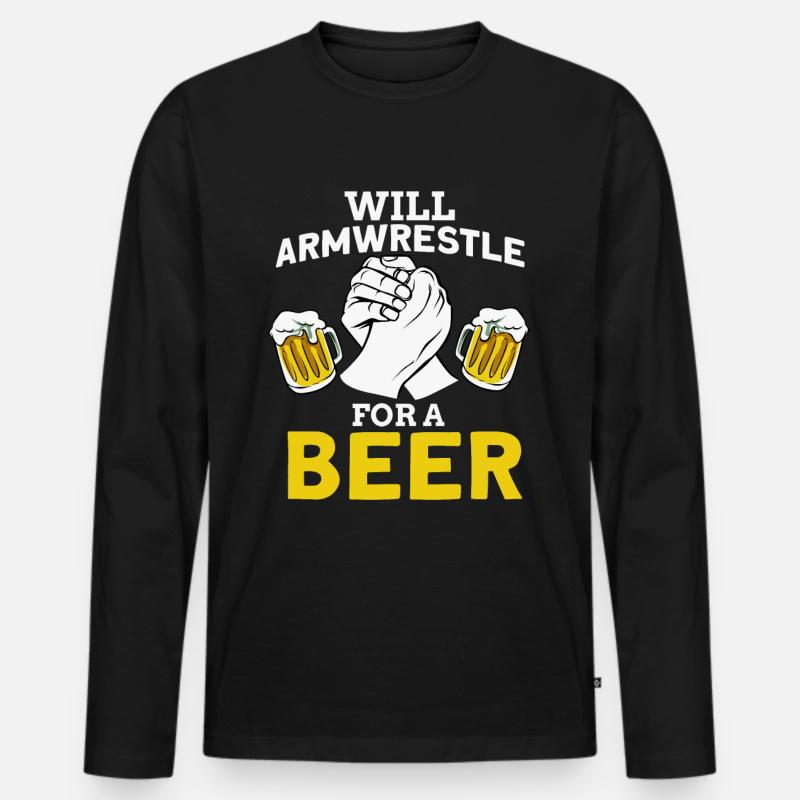 Armdrücken - Männer Premium Bio Langarmshirt - Schwarz