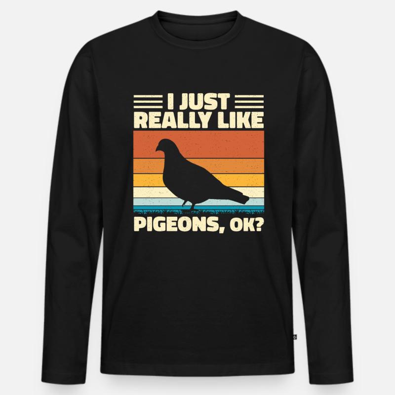 Ich mag Tauben einfach sehr - Männer Premium Bio Langarmshirt - Schwarz