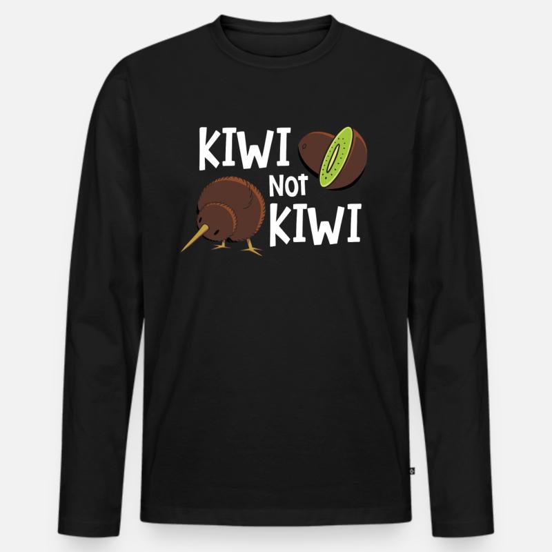 Kiwi - Männer Premium Bio Langarmshirt - Schwarz