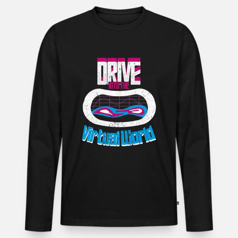 VR Brille Virtual Reality Gaming - Männer Premium Bio Langarmshirt - Schwarz