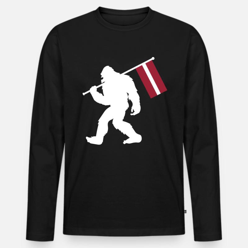 Lettland - Männer Premium Bio Langarmshirt - Schwarz