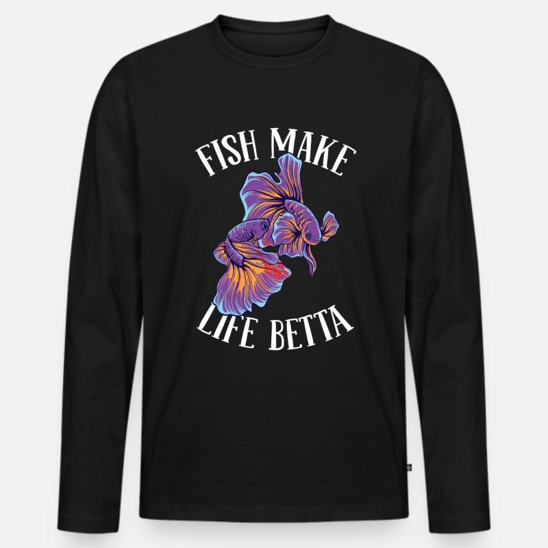 Betta Fisch Kampfisch - Männer Premium Bio Langarmshirt - Schwarz