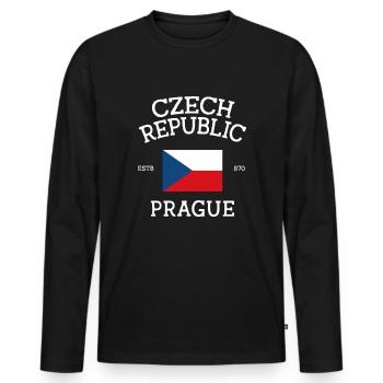 Tchéquie - T-shirt manches longues Premium bio Homme - noir - Devant - Nico (187cm)
