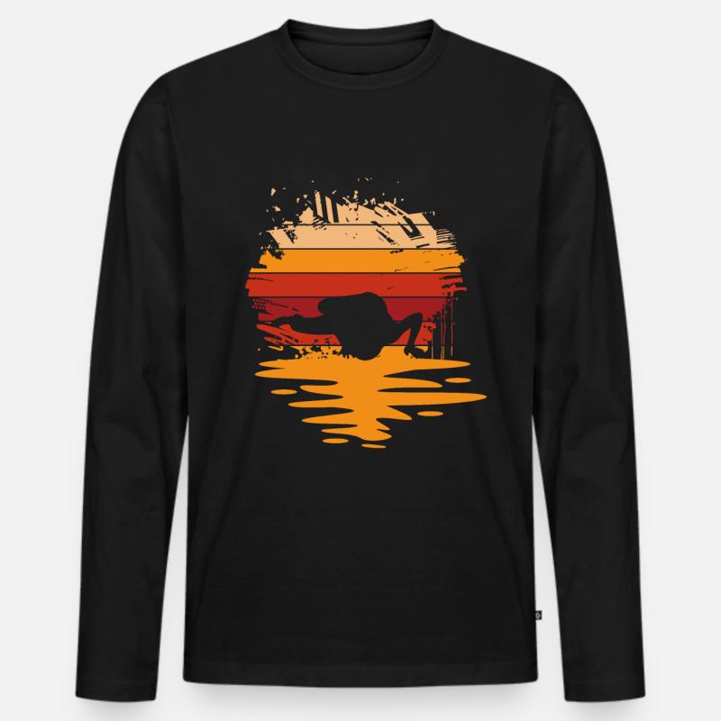 Capoeira Retro Sunset - Männer Premium Bio Langarmshirt - Schwarz