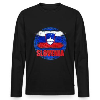 Slovenia - Men's Premium Organic Long Sleeve Shirt - black - Front - Nico (187cm)