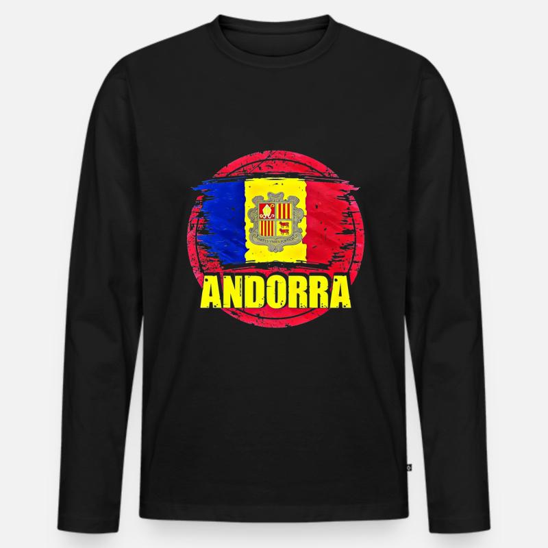 Andorra - Männer Premium Bio Langarmshirt - Schwarz