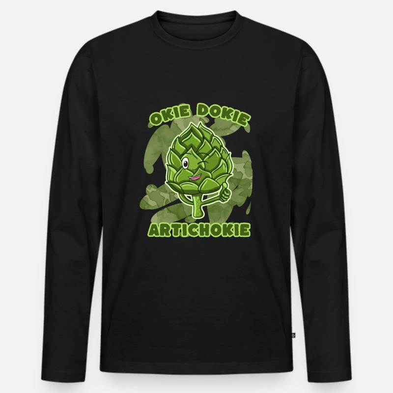 Artischocke - Männer Premium Bio Langarmshirt - Schwarz