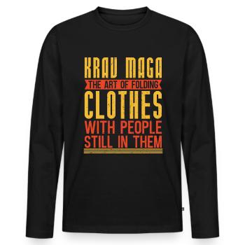 Vêtements à plier avec les gens en Krav Maga - T-shirt manches longues Premium bio Homme - noir - Devant - Nico (187cm)