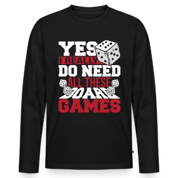 Board Games Game Board Gift - Men's Premium Organic Long Sleeve Shirt - black - Front - Nico (187cm)