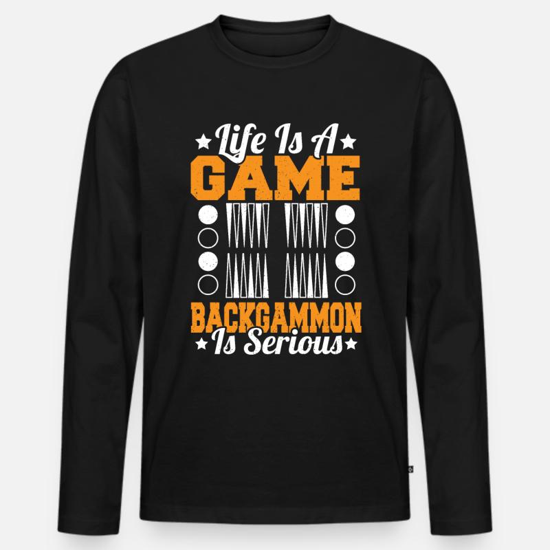 Backgammon - Männer Premium Bio Langarmshirt - Schwarz