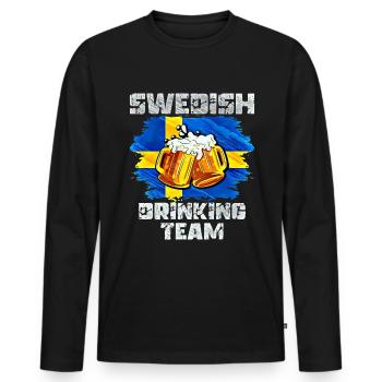 Équipe de beuverie de Suède - T-shirt manches longues Premium bio Homme - noir - Devant - Nico (187cm)