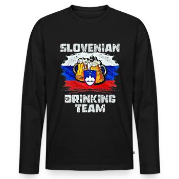 Équipe de beuverie de Slovénie - T-shirt manches longues Premium bio Homme - noir - Devant - Nico (187cm)