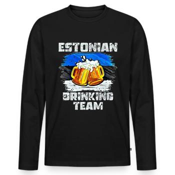 Équipe de beuverie d’Estonie - T-shirt manches longues Premium bio Homme - noir - Devant - Nico (187cm)
