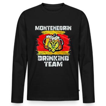 Équipe de beuverie du Monténégro - T-shirt manches longues Premium bio Homme - noir - Devant - Nico (187cm)