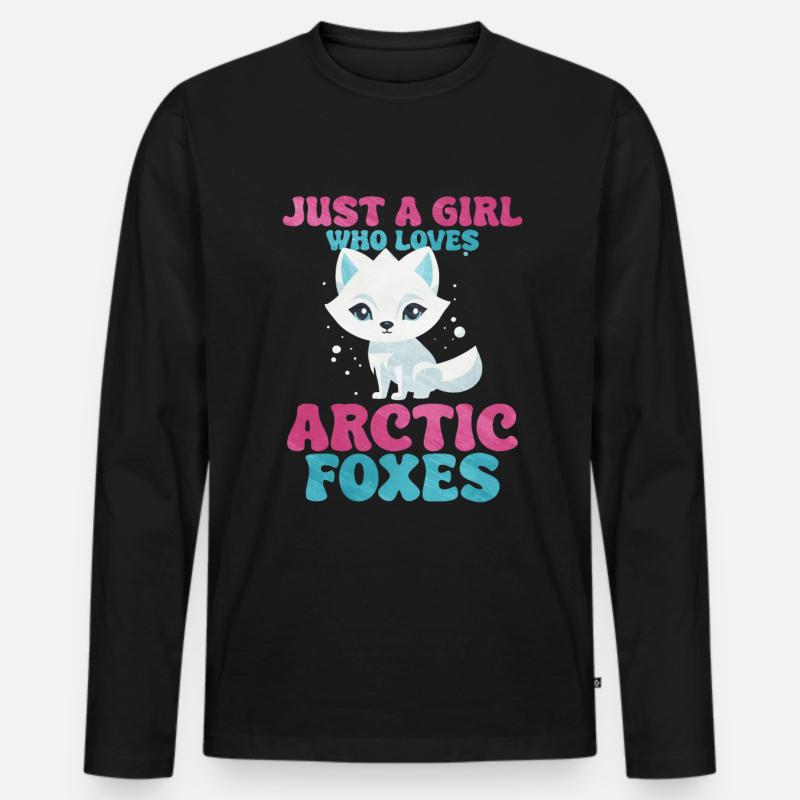Niedliches Polarfuchs-Geschenk - Männer Premium Bio Langarmshirt - Schwarz