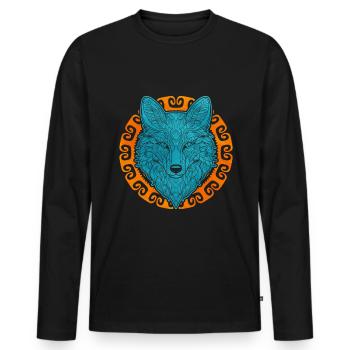Niedliches Polarfuchs-Geschenk - Männer Premium Bio Langarmshirt - Schwarz - Vorne - Nico (187cm)
