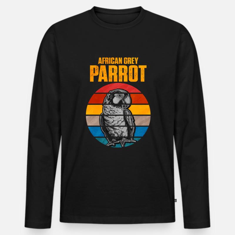 Afrikanisches Graupapagei Geschenk - Männer Premium Bio Langarmshirt - Schwarz