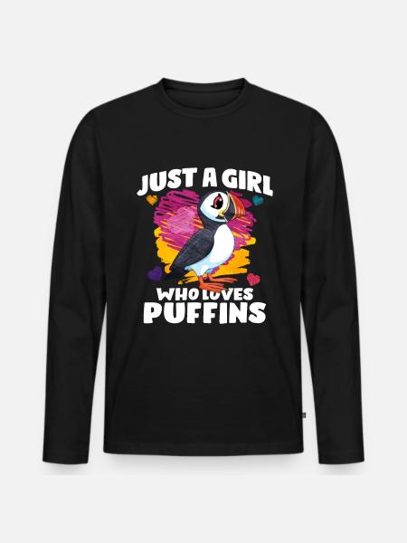 Puffin Bird Gift - Men's Premium Organic Long Sleeve Shirt - black