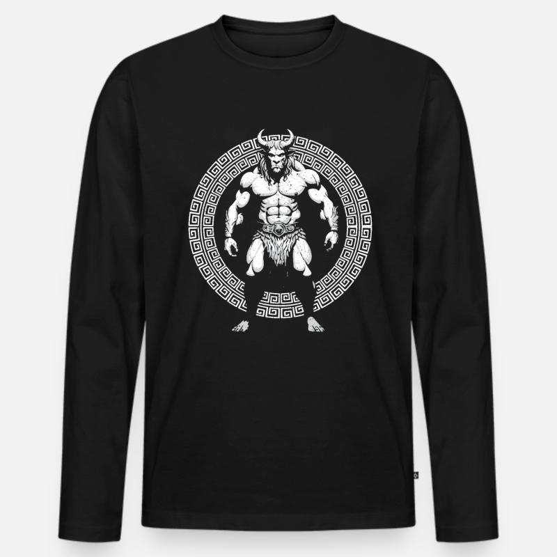 Halbbull-Minotaurus-Geschenk - Männer Premium Bio Langarmshirt - Schwarz