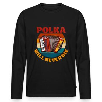 Accordéon Polka musique cadeau - T-shirt manches longues Premium bio Homme - noir - Devant - Nico (187cm)