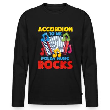 Accordéon Polka musique cadeau - T-shirt manches longues Premium bio Homme - noir - Devant - Nico (187cm)
