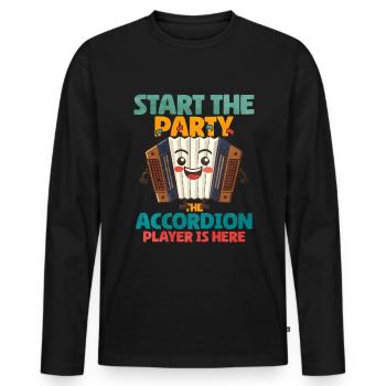Accordéon Polka musique cadeau - T-shirt manches longues Premium bio Homme - noir - Devant - Nico (187cm)