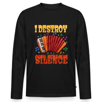Accordéon Polka musique cadeau - T-shirt manches longues Premium bio Homme - noir - Devant - Nico (187cm)