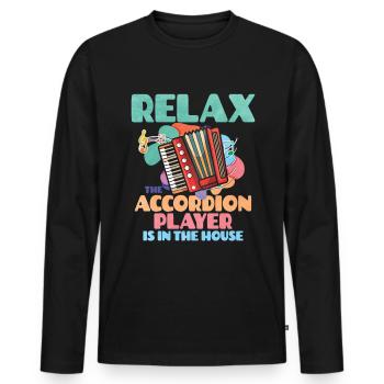 Accordéon Polka musique cadeau - T-shirt manches longues Premium bio Homme - noir - Devant - Nico (187cm)