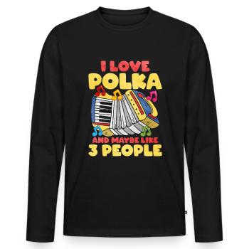 Accordéon Polka musique cadeau - T-shirt manches longues Premium bio Homme - noir - Devant - Nico (187cm)