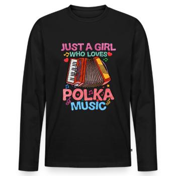 Accordéon Polka musique cadeau - T-shirt manches longues Premium bio Homme - noir - Devant - Nico (187cm)