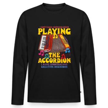 Accordéon Polka musique cadeau - T-shirt manches longues Premium bio Homme - noir - Devant - Nico (187cm)