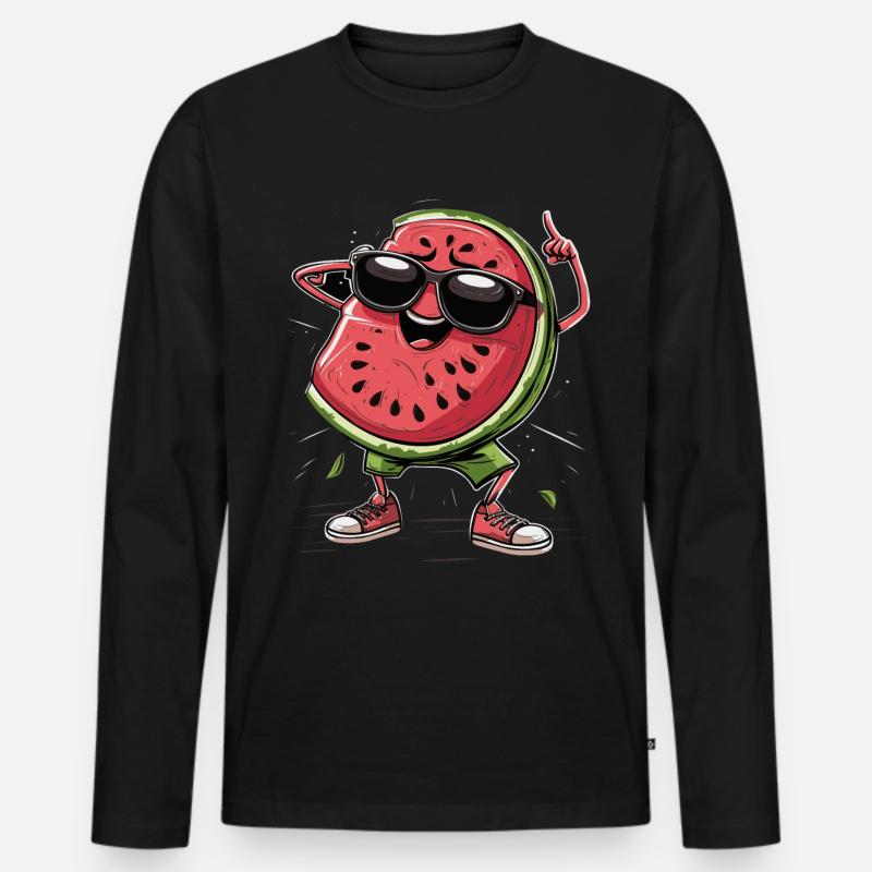Wassermelone - Männer Premium Bio Langarmshirt - Schwarz