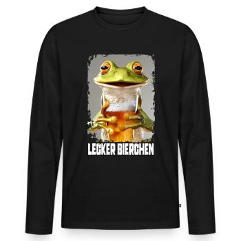 Lecker Bierchen Frosch - Männer Premium Bio Langarmshirt - Schwarz - Vorne - Nico (187cm)