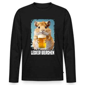 Delicious Beer Gerbil - Men's Premium Organic Long Sleeve Shirt - black - Front - Nico (187cm)