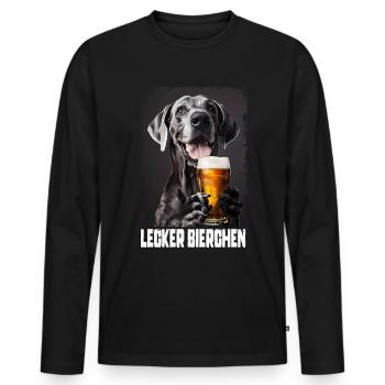 Délicieuse bière Dogue Allemand - T-shirt manches longues Premium bio Homme - noir - Devant - Nico (187cm)