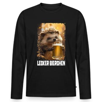 Delicious Beer Hedgehog - Men's Premium Organic Long Sleeve Shirt - black - Front - Nico (187cm)
